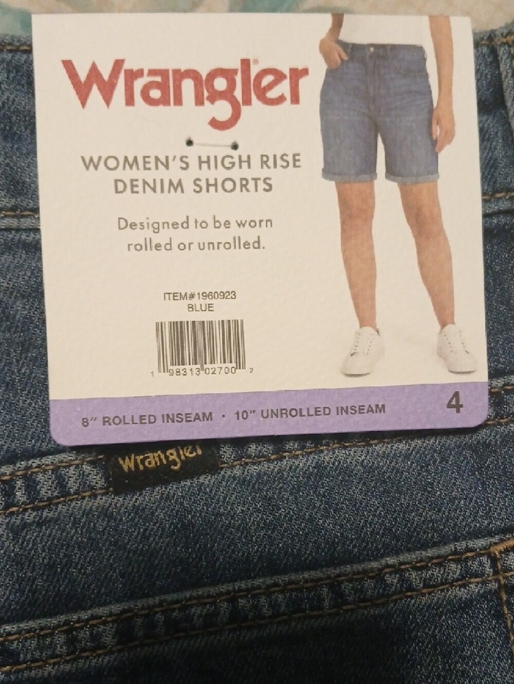 Wrangler Denim Roll Cuff Shorts - Medium Blue Wash - Picture 7 of 7